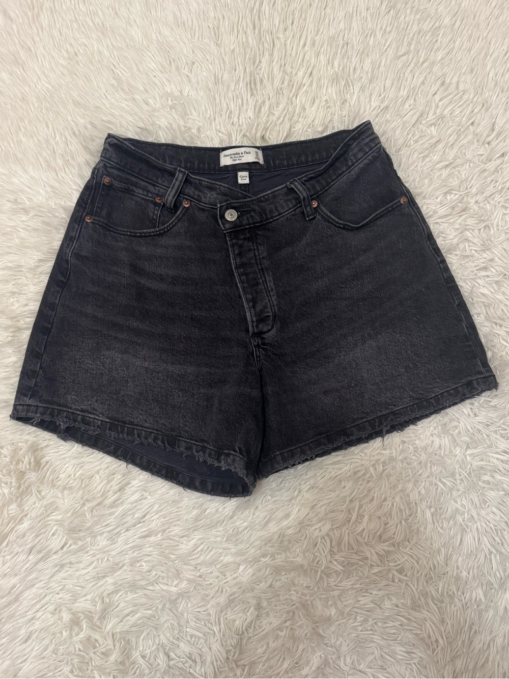 Abercrombie & Fitch Washed Black High-Rise Denim Shorts Abercrombie Jean Shirts